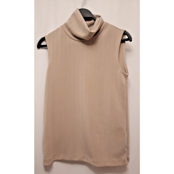 Industry Xs Tan Sleeveless Turtleneck faint lines NWOT - Picture 1 of 4
